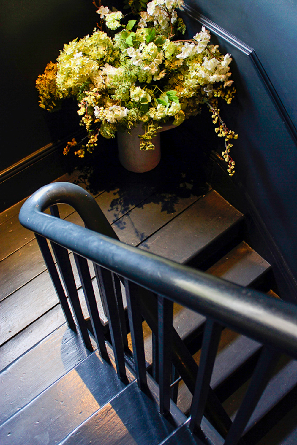 Stairway with artificial flowers